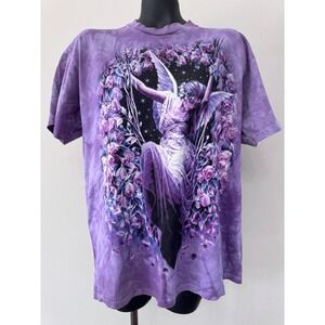 Vintage Y2K The Mountain Men's Sz L T-Shirt Sheila Wolk Angel Rose Tie Dye